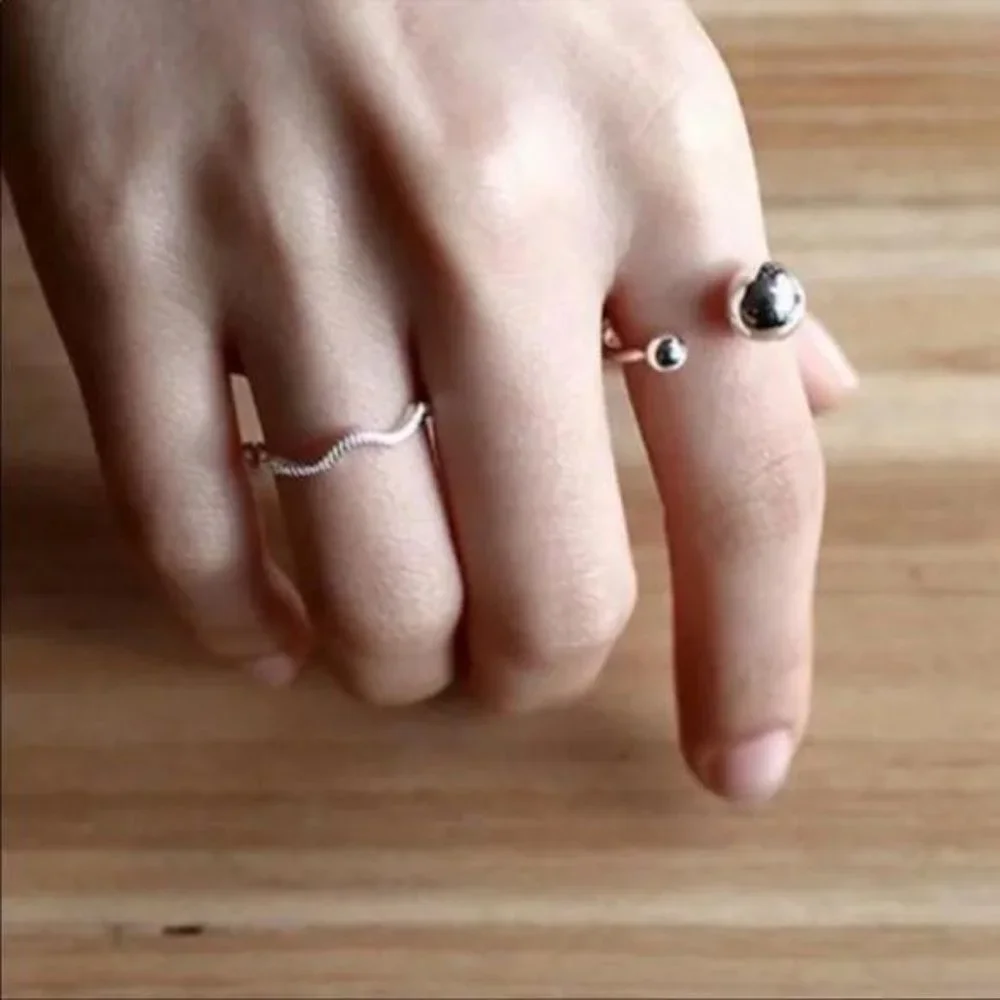 BEAD BALL 925 STERLING SILVER ADJUSTABLE RING - Picture 5 of 8